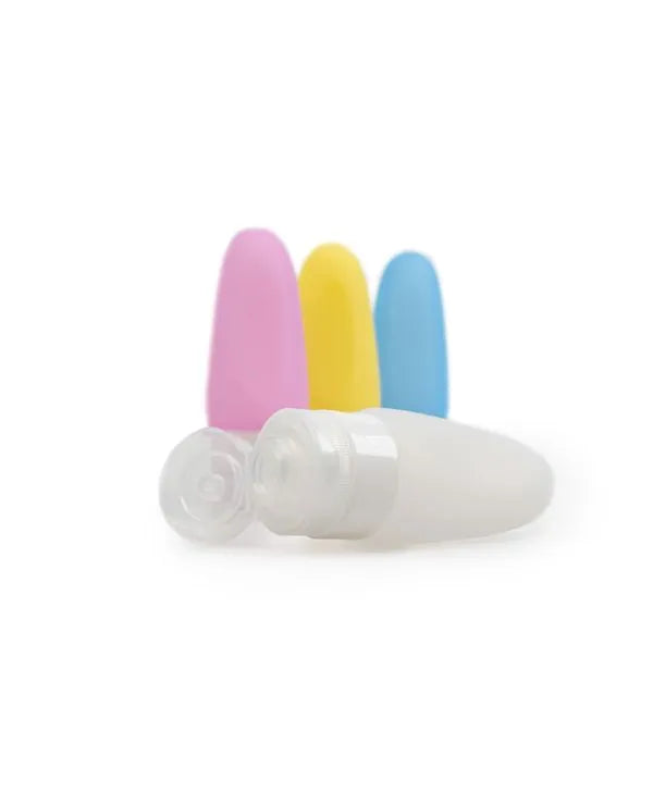 Reiseset mit 4 Silikonflaschen – Bunt